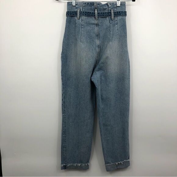 Abercrombie & Fitch Mom Jean High Rise Paper Bag Tie Waist Womens 0R - Picture 2 of 9